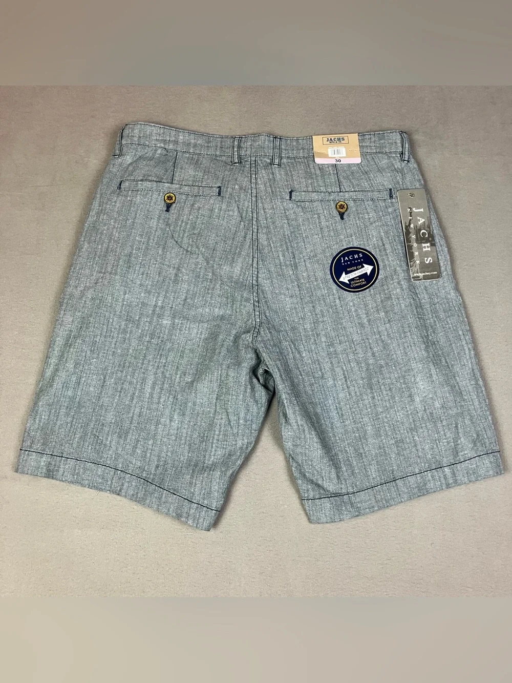 JACHS New York Men’s Size 30 Flat Front Chino Shorts Gray Navy NWT! New with tag